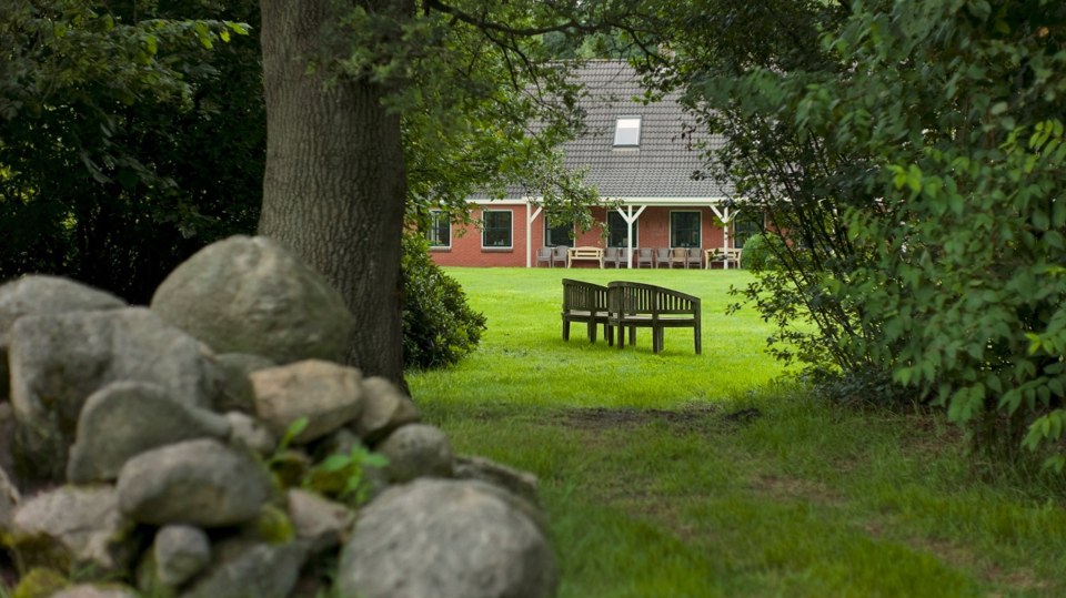 The Temple building at New Eden seen across the lawn
