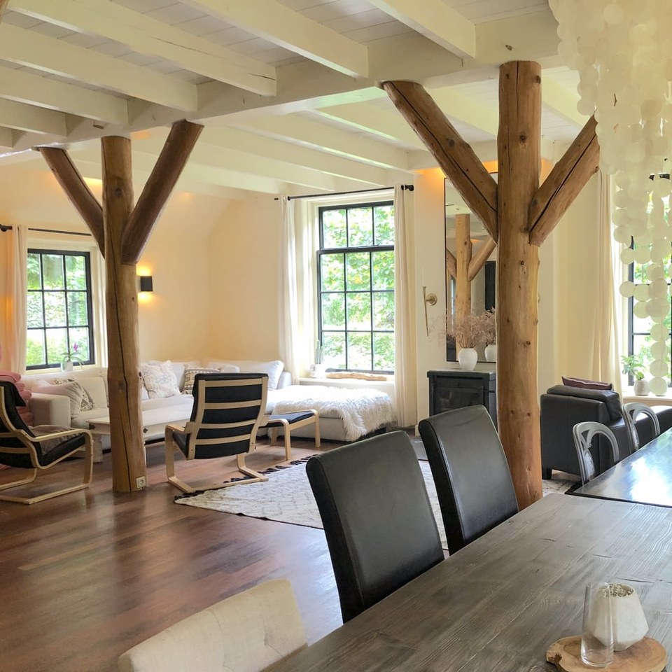 The shared lounge and dining space inside the House